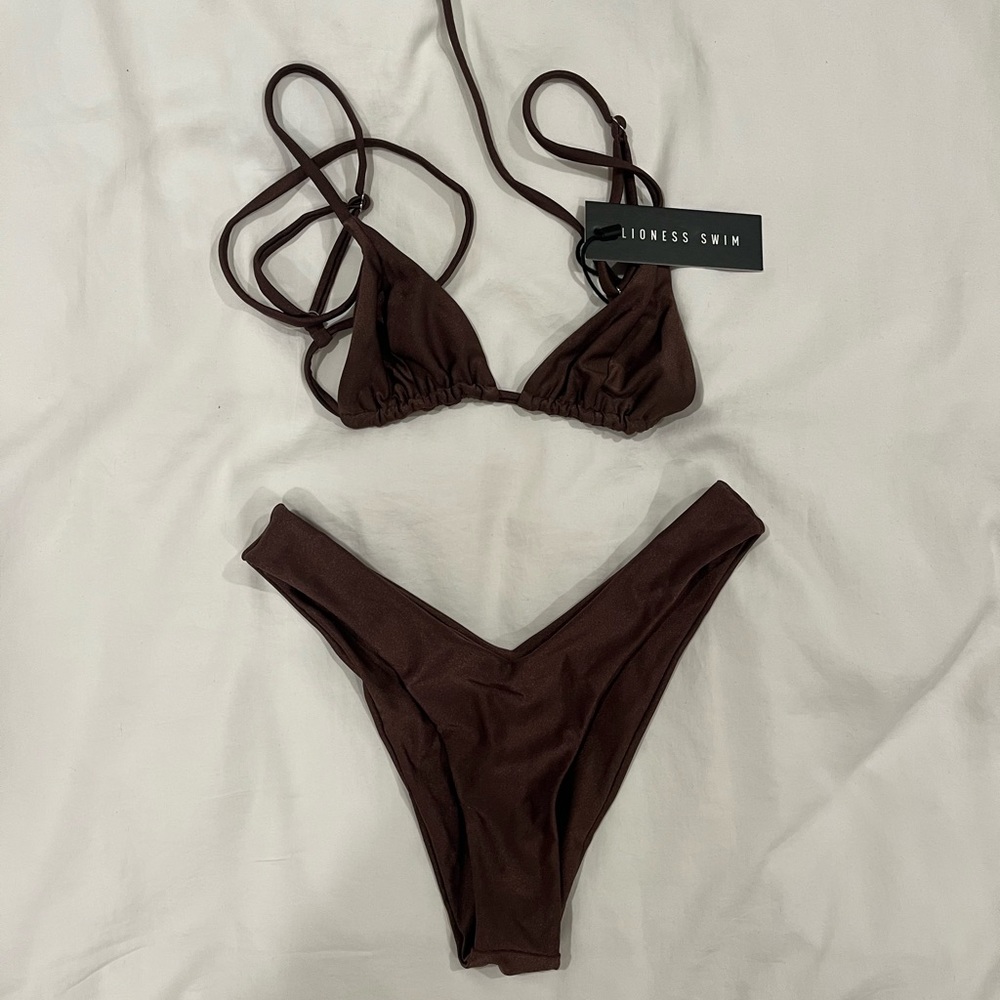 LIONESS PRINCESS POLLY Brown Triangle bikini set